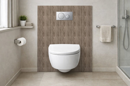 Toilettenrückwand Holzoptik