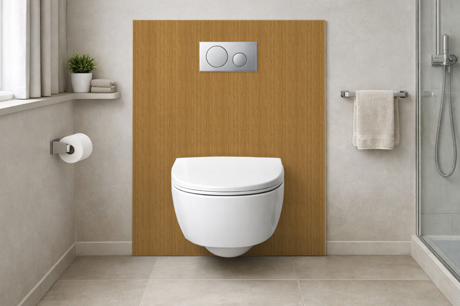 Toilettenrückwand Holzoptik