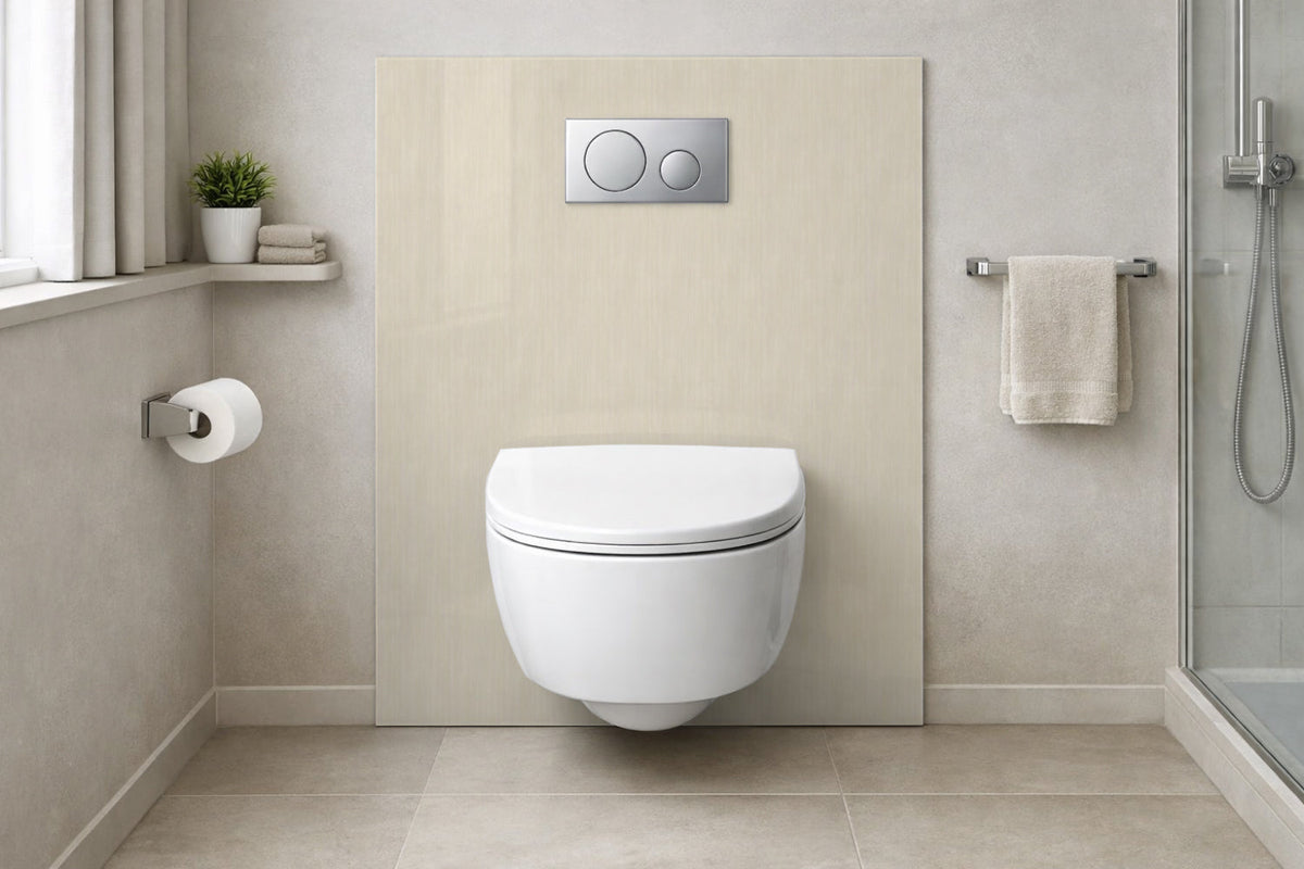 Toilettenrückwand Holzoptik