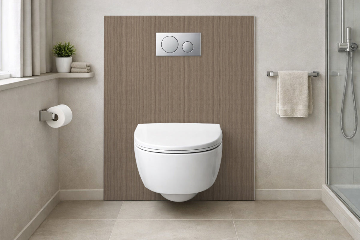 Toilettenrückwand Holzoptik