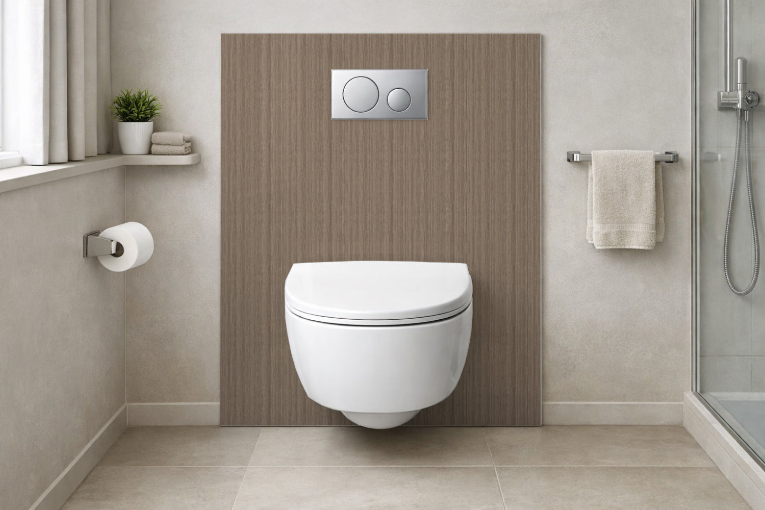 Toilettenrückwand Holzoptik