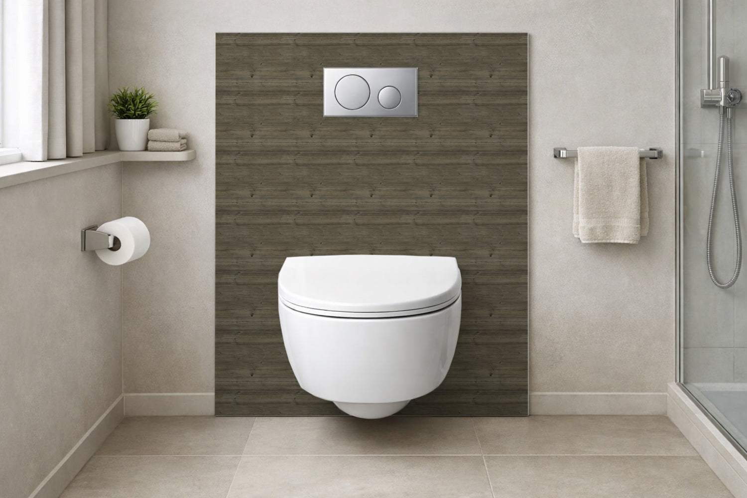 Toilettenrückwand Holzoptik