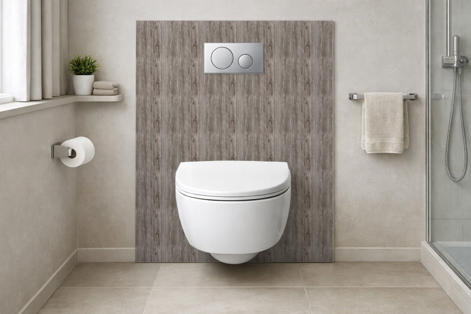 Toilettenrückwand Holzoptik