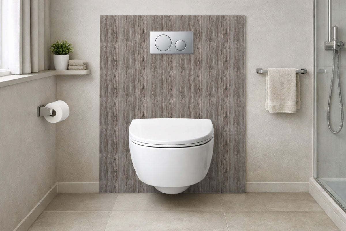 Toilettenrückwand Holzoptik