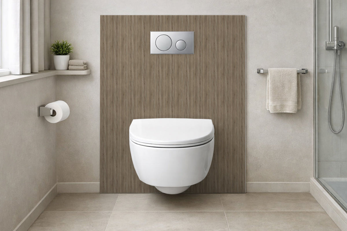 Toilettenrückwand Holzoptik