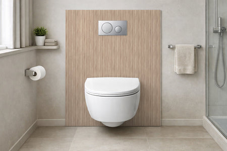 Toilettenrückwand Holzoptik