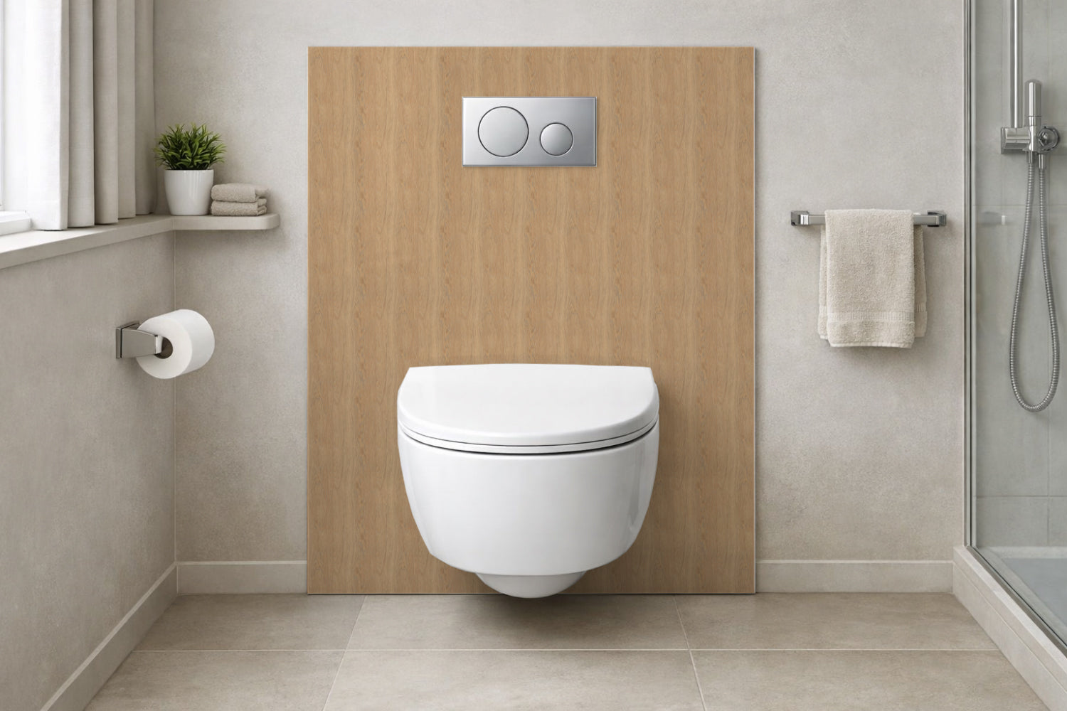 Toilettenrückwand Holzoptik