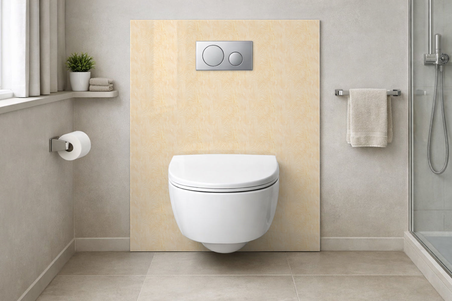 Toilettenrückwand Holzoptik