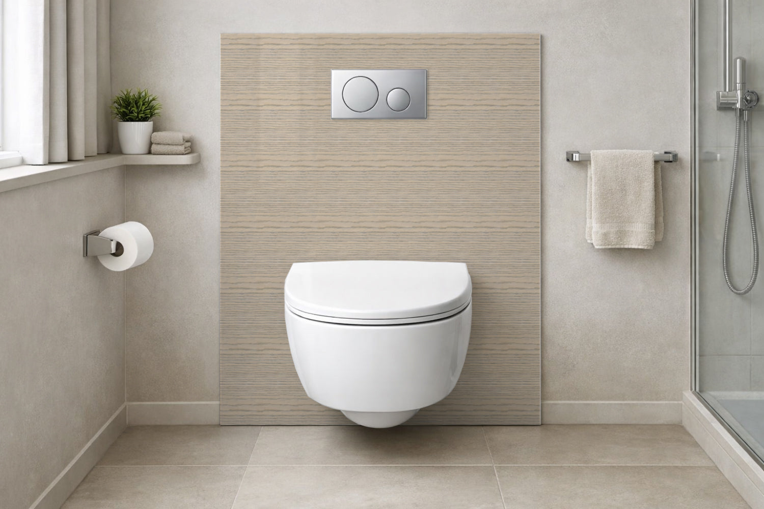 Toilettenrückwand Holzoptik