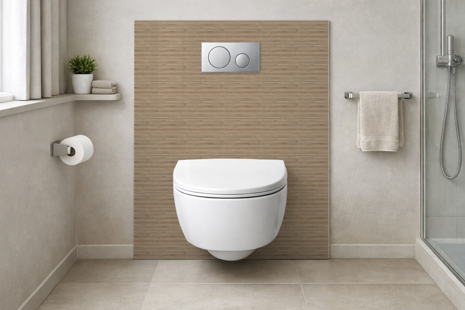 Toilettenrückwand Holzoptik