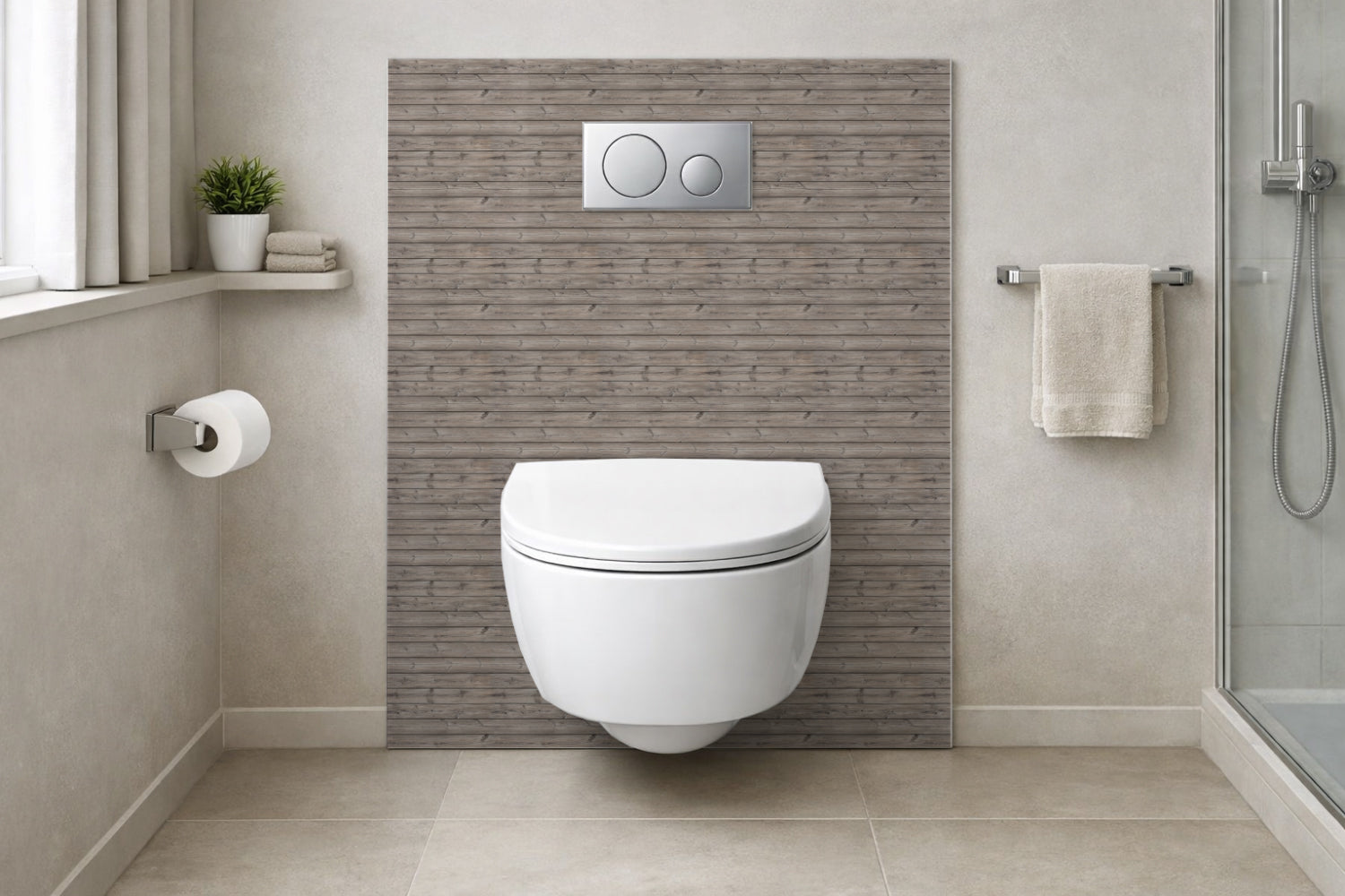 Toilettenrückwand Holzoptik