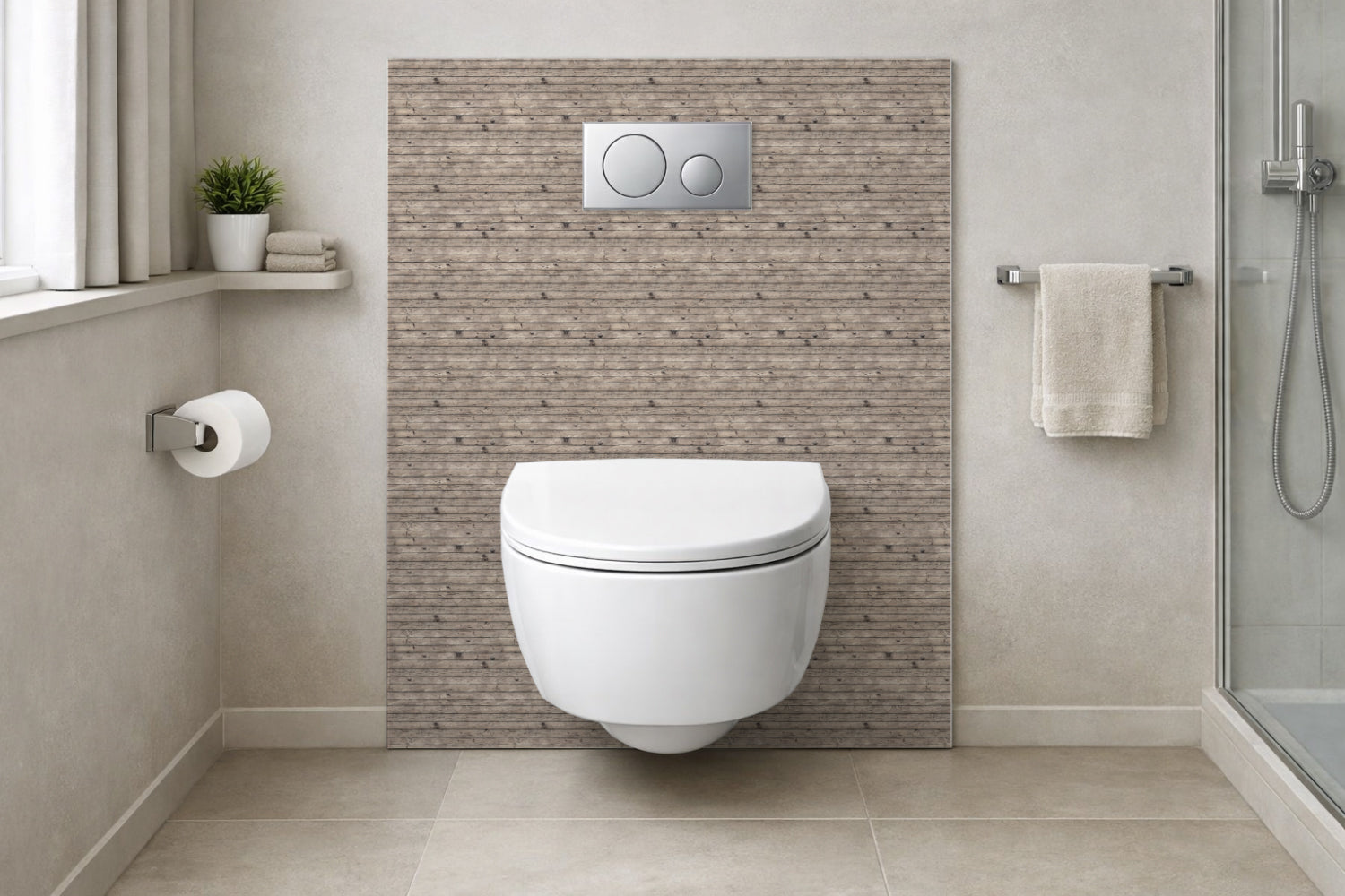 Toilettenrückwand Holzoptik