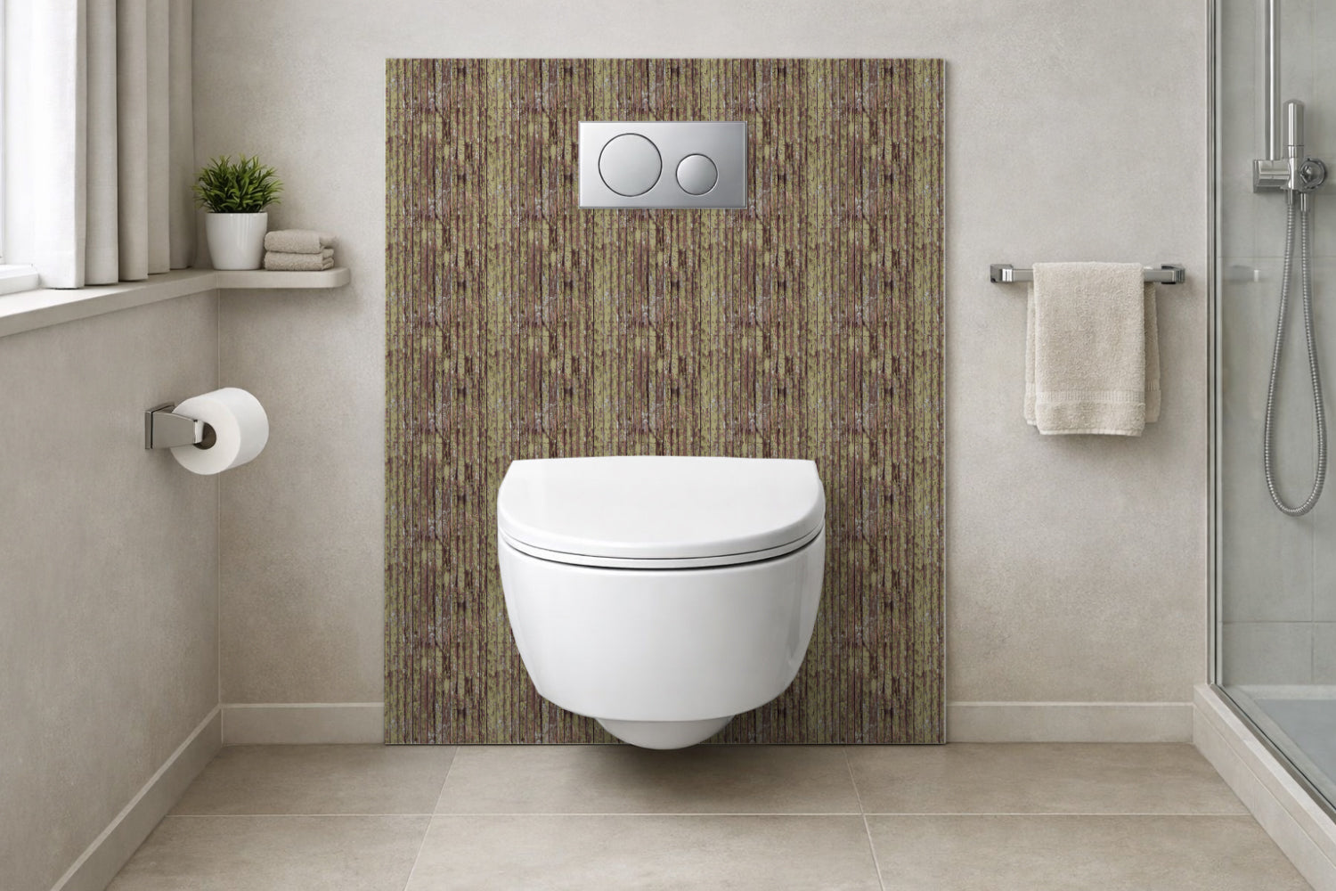 Toilettenrückwand Holzoptik