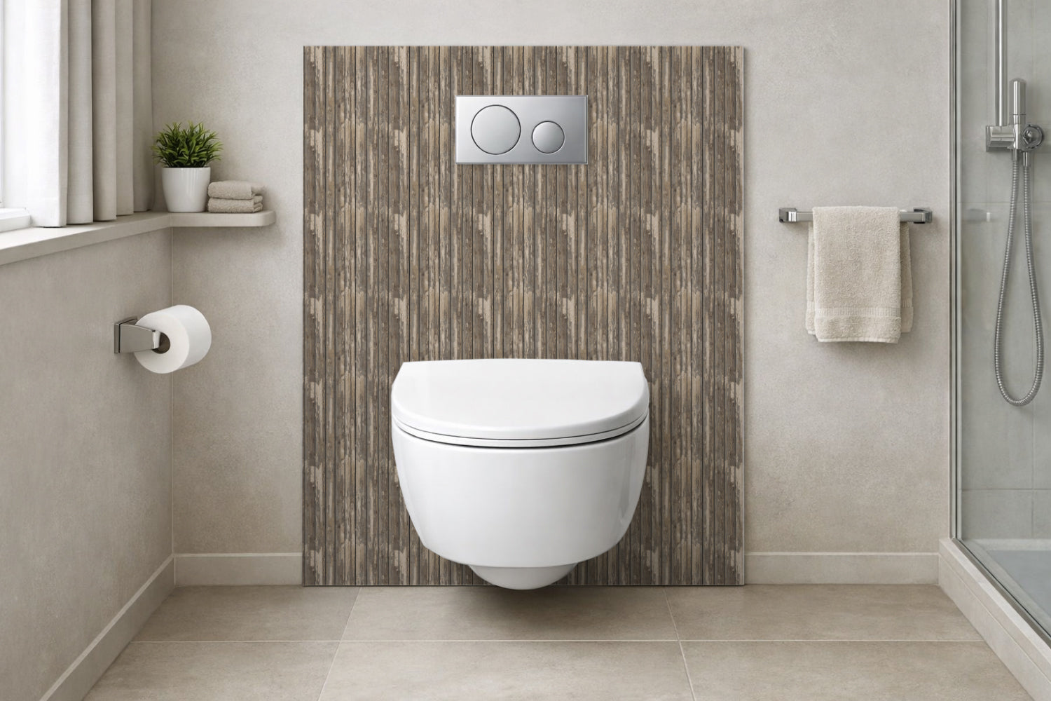 Toilettenrückwand Holzoptik