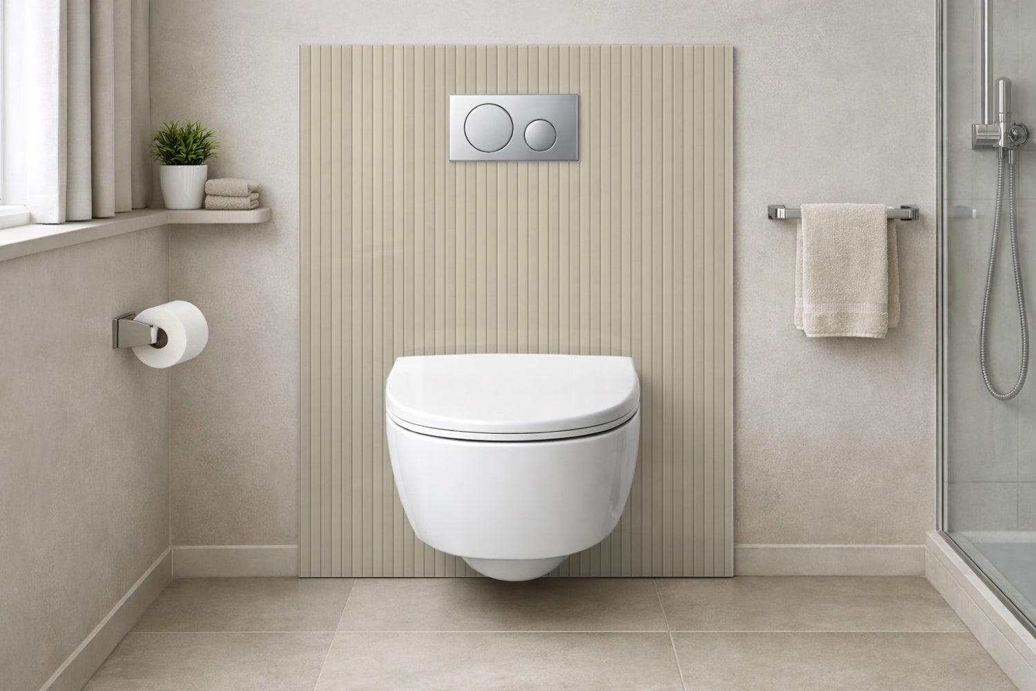 Toilettenrückwand Holzoptik