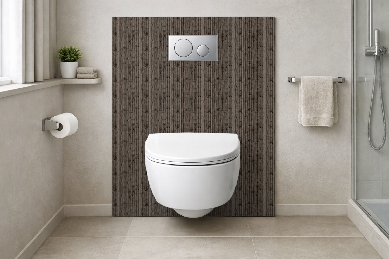 Toilettenrückwand Holzoptik