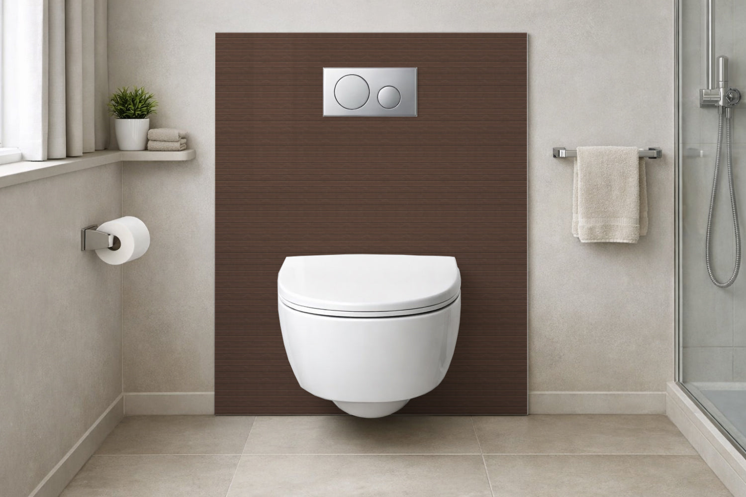Toilettenrückwand Holzoptik