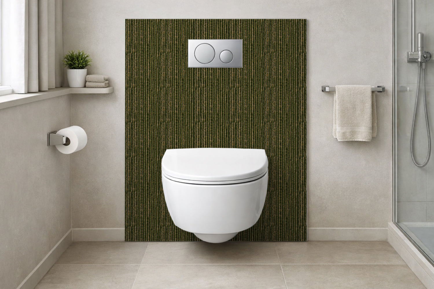 Toilettenrückwand Holzoptik
