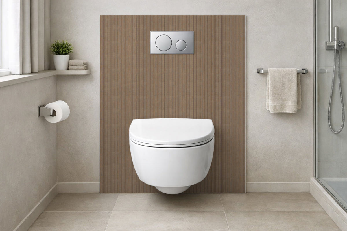 Toilettenrückwand Holzoptik