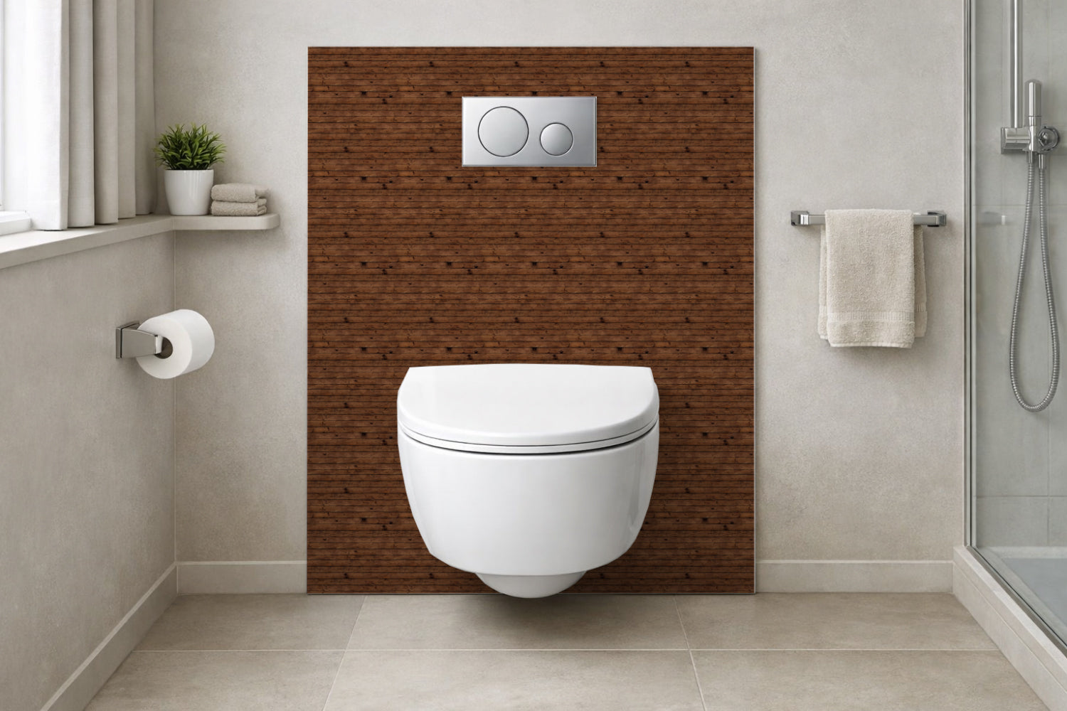 Toilettenrückwand Holzoptik