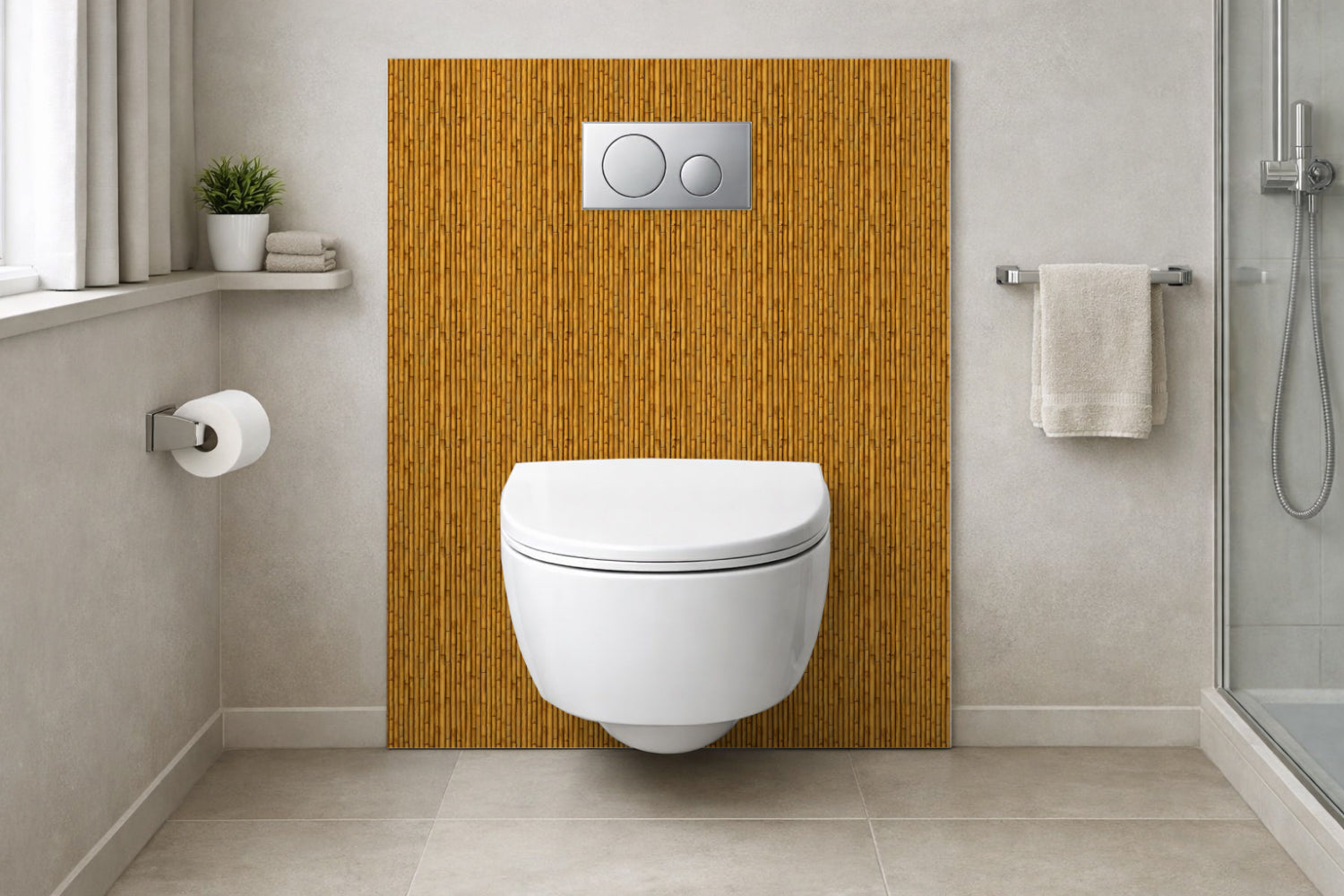 Toilettenrückwand Holzoptik