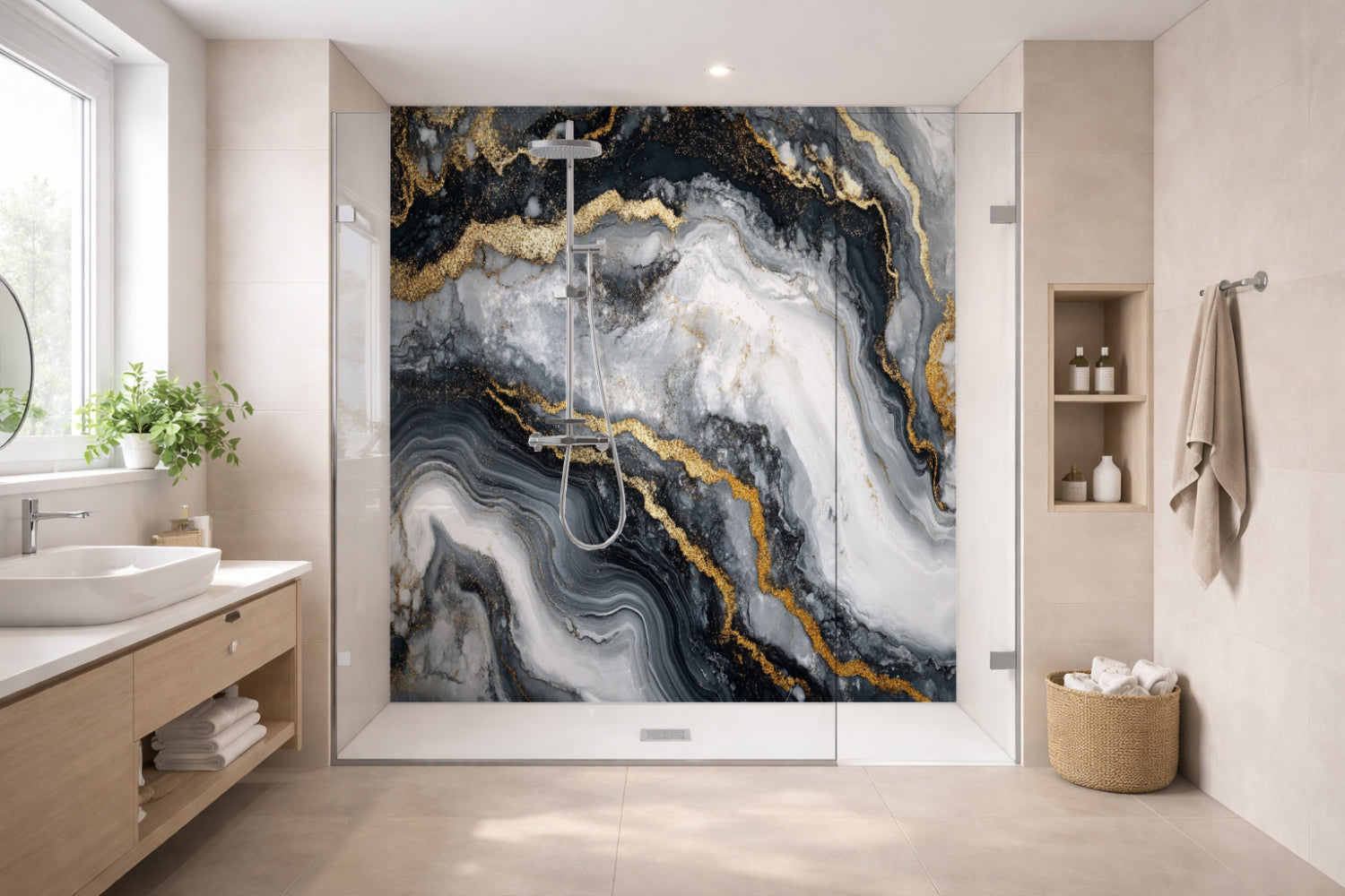 Duschrückwand Marmoroptik