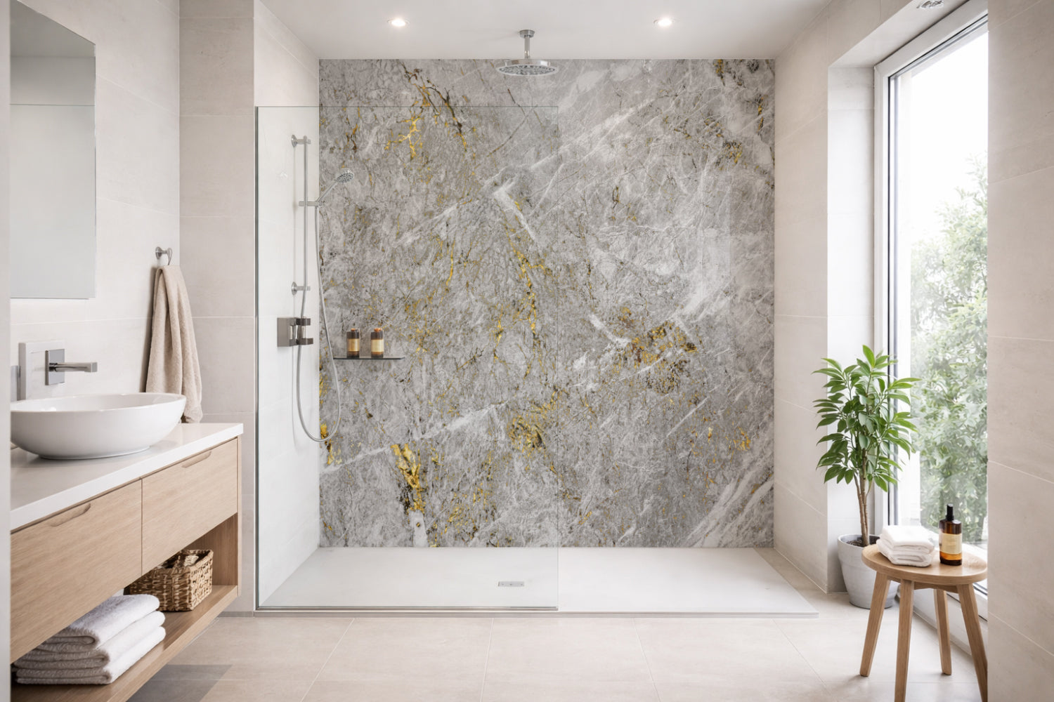Duschrückwand Marmoroptik
