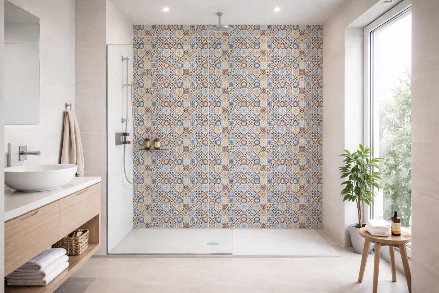 Toilettenrückwand Patchwork
