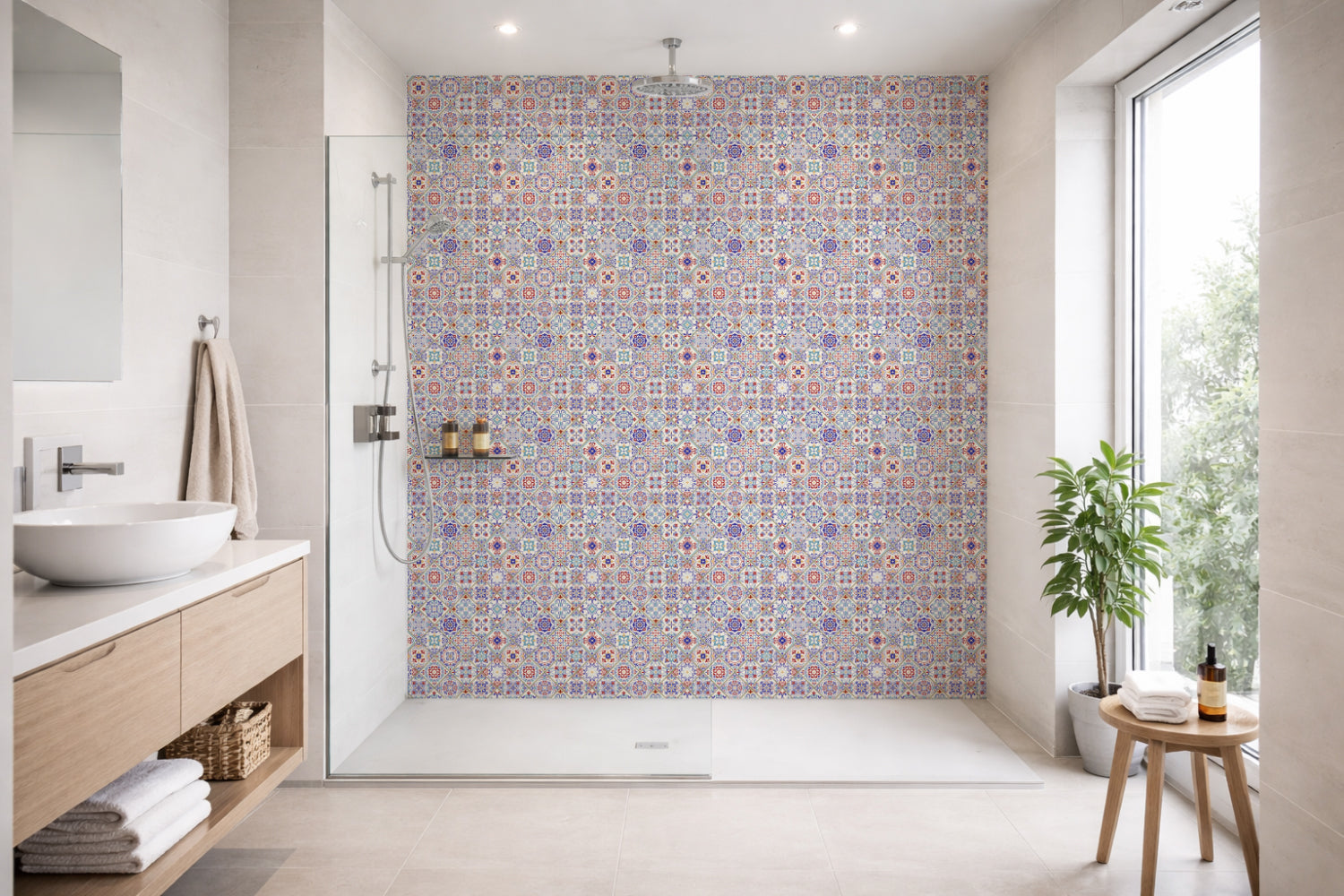 Toilettenrückwand Patchwork