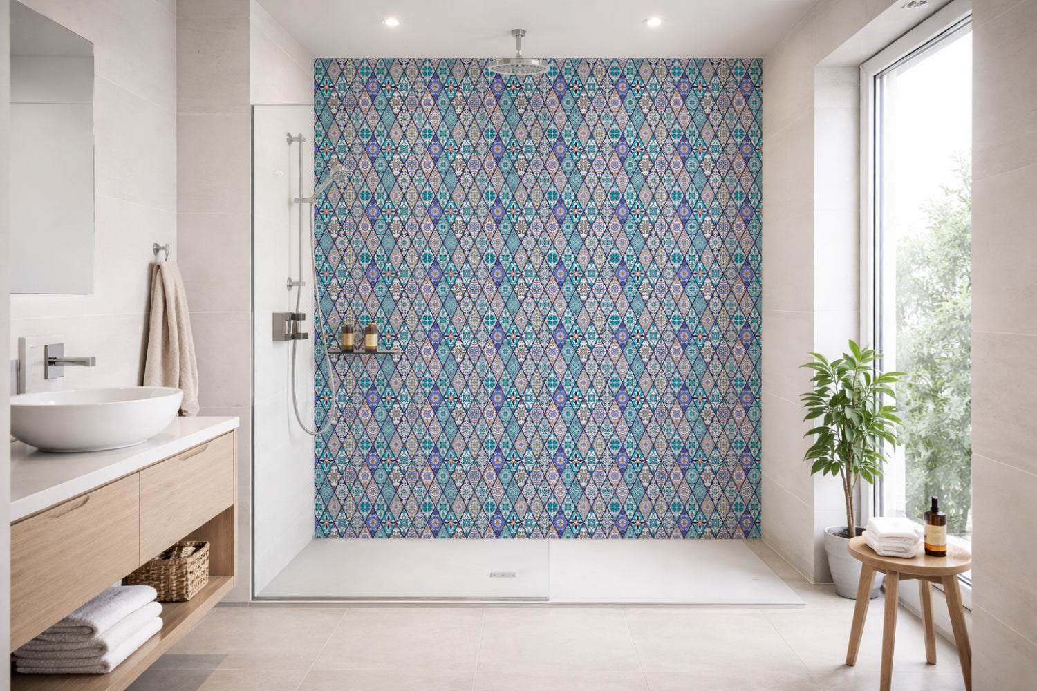Toilettenrückwand Patchwork