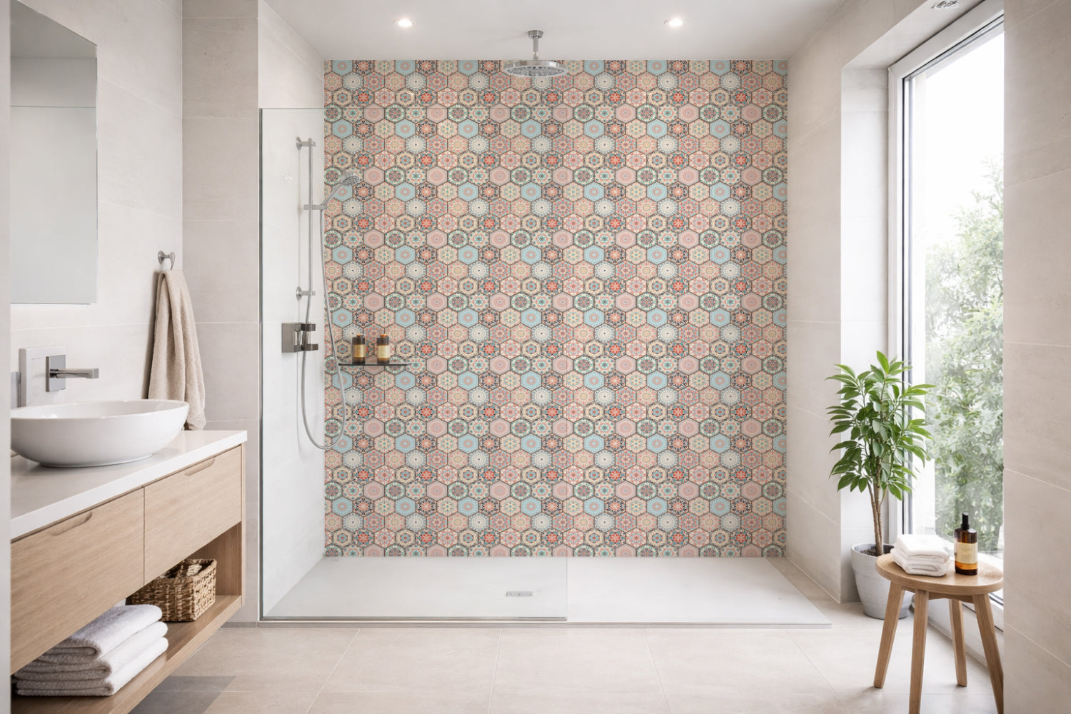 Toilettenrückwand Patchwork