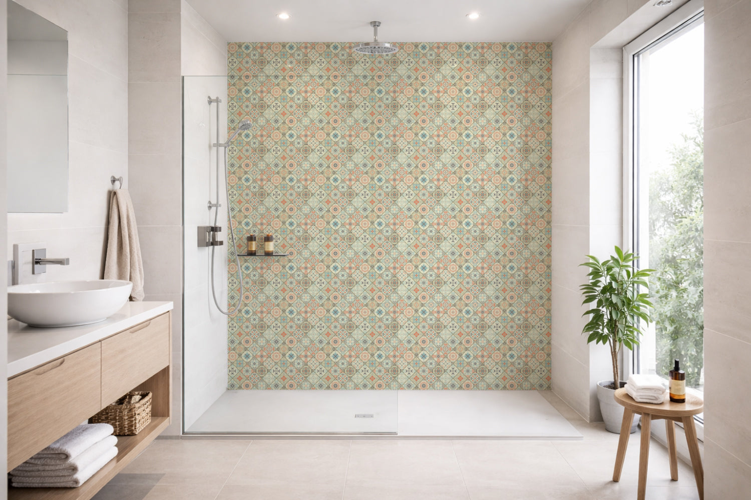 Toilettenrückwand Patchwork