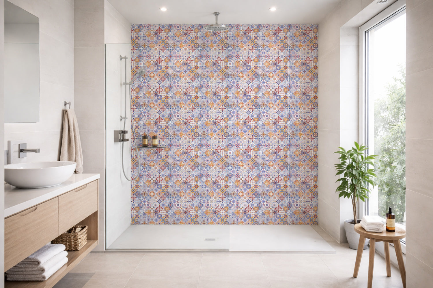 Toilettenrückwand Patchwork