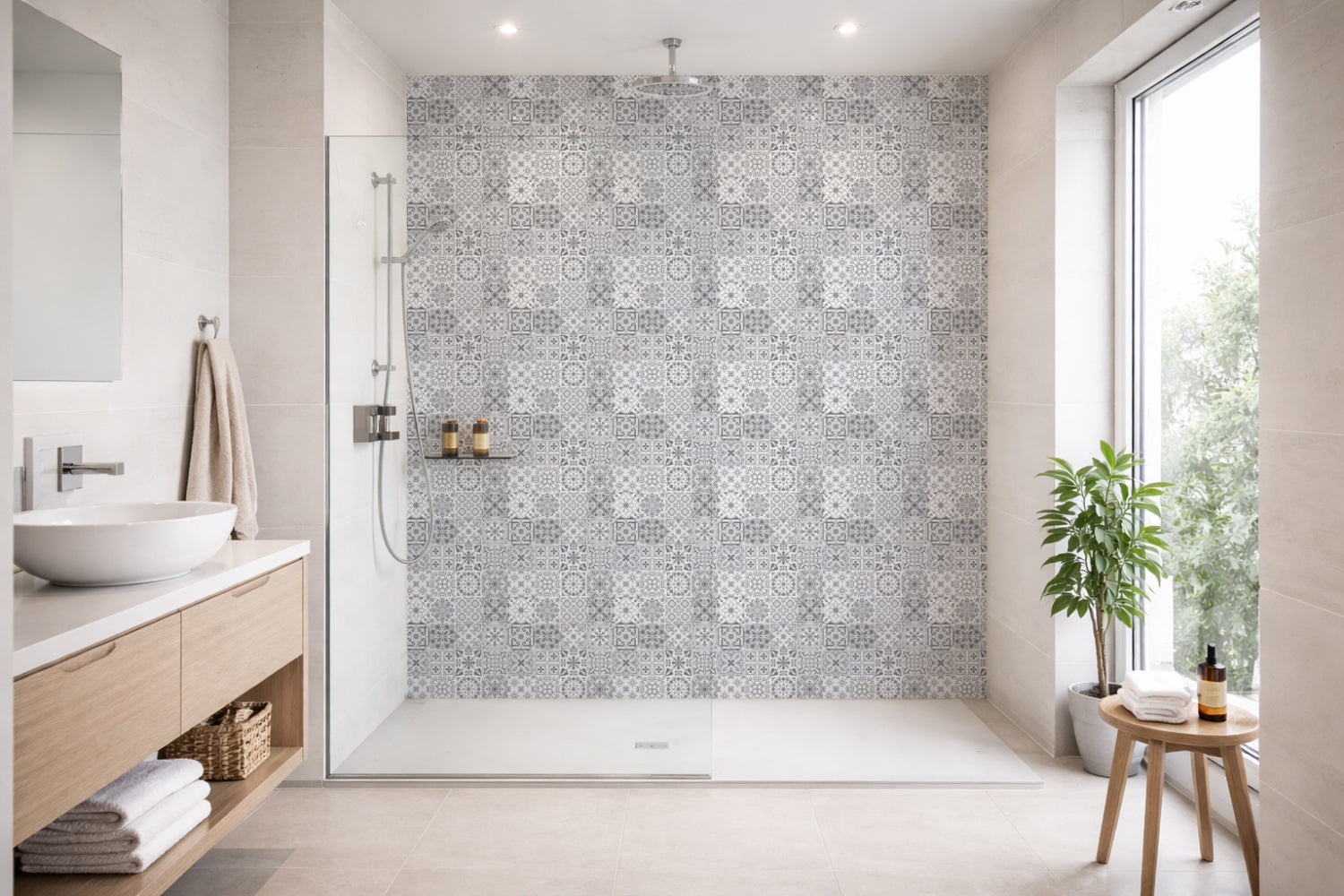 Toilettenrückwand Patchwork