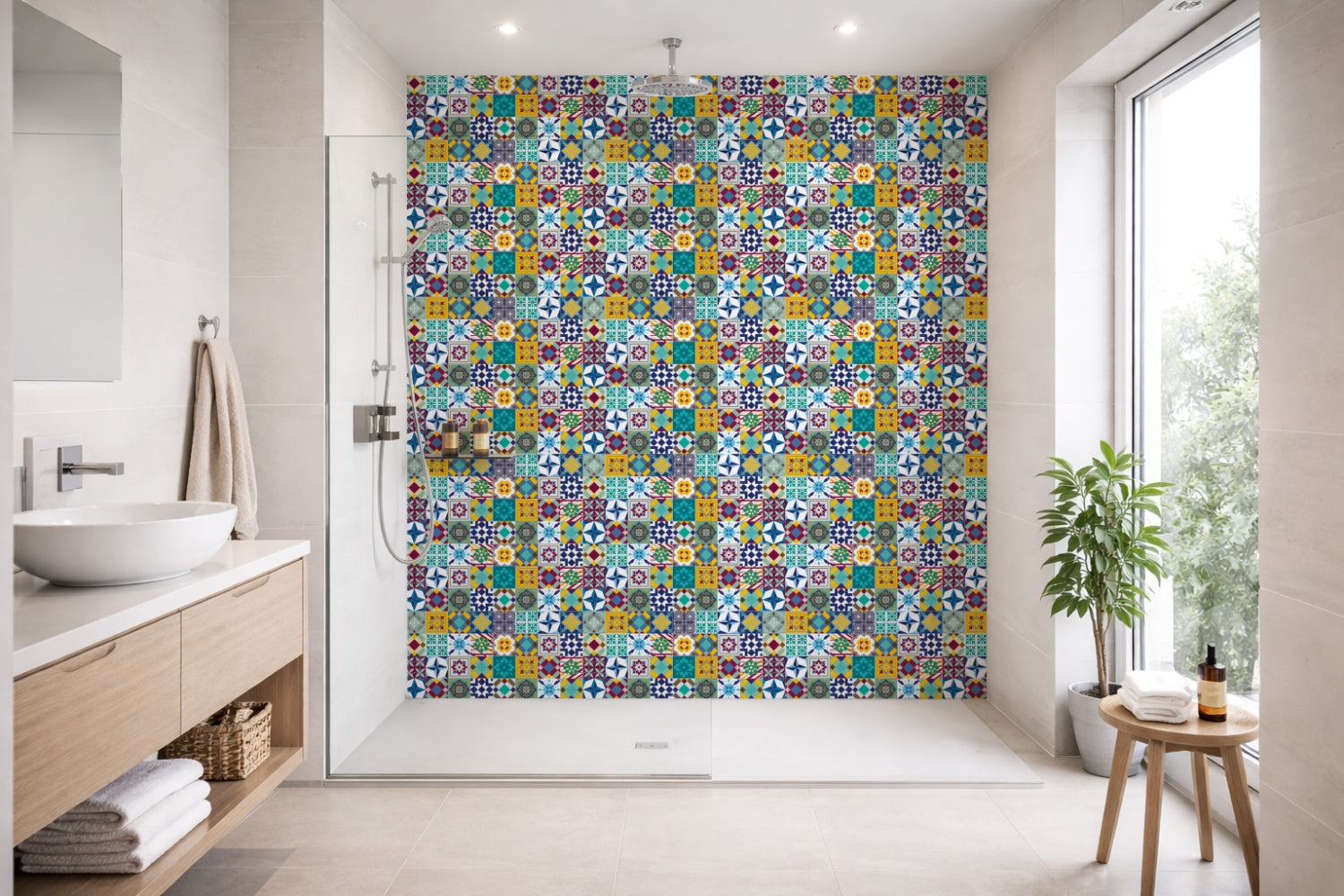 Toilettenrückwand Patchwork