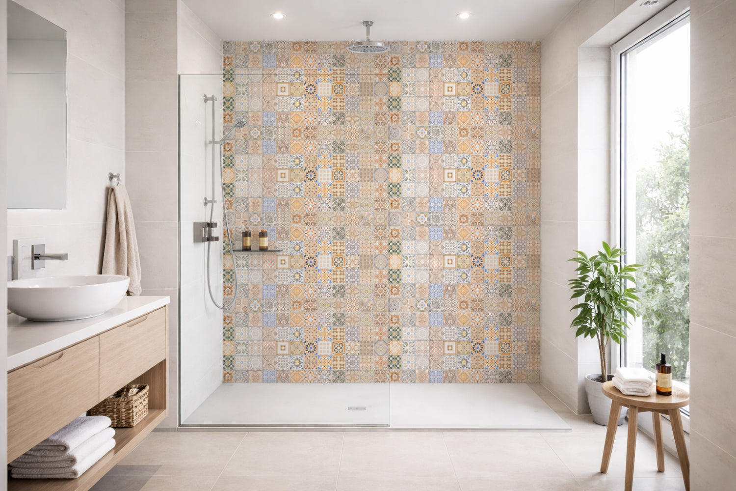 Toilettenrückwand Patchwork