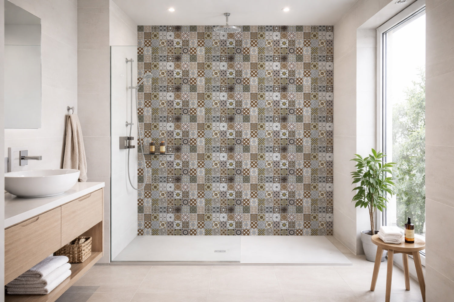 Toilettenrückwand Patchwork
