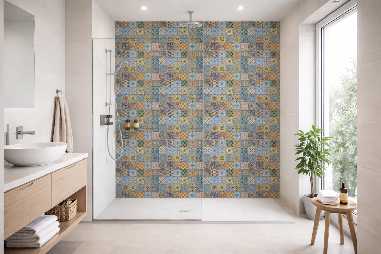 Toilettenrückwand Patchwork