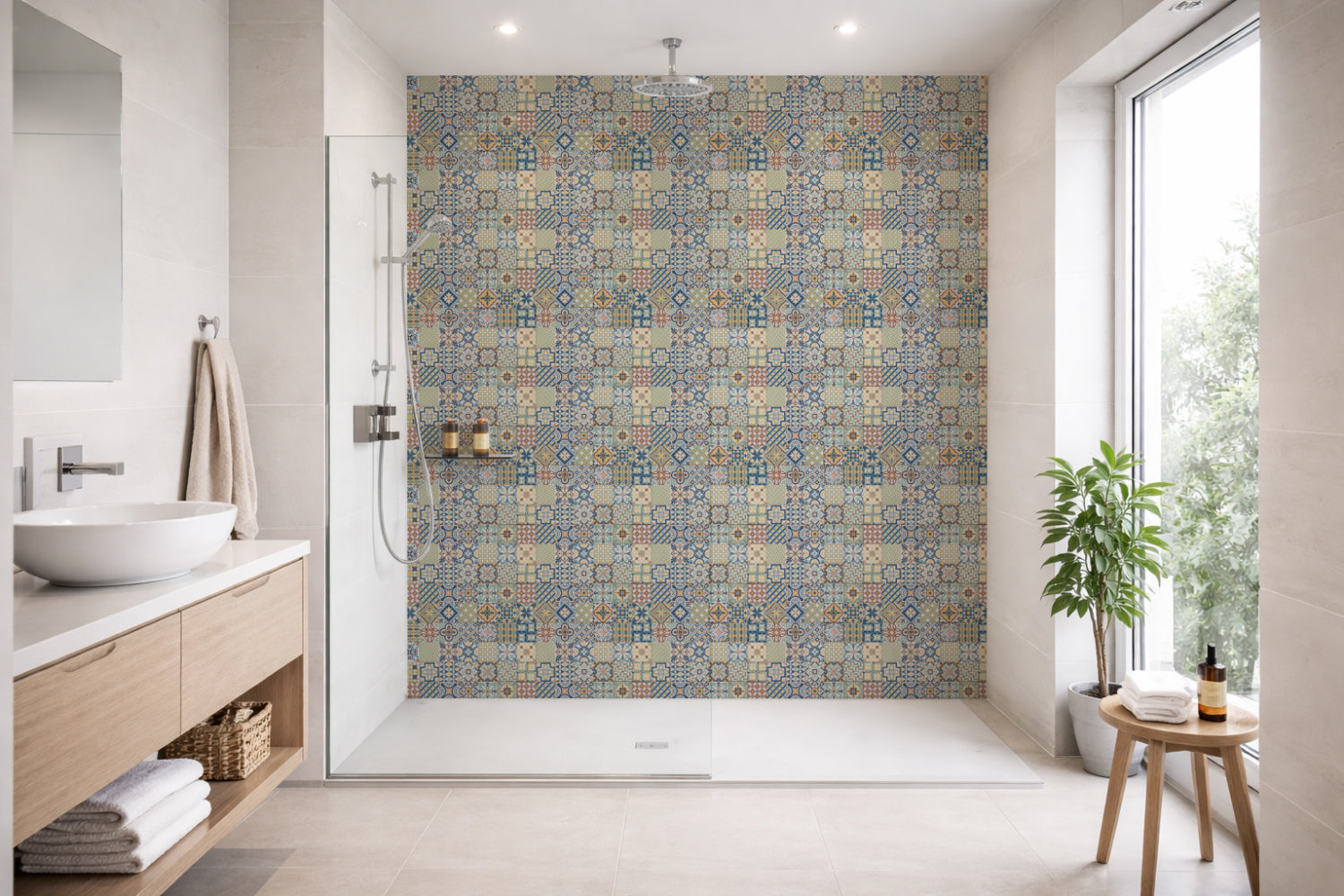Toilettenrückwand Patchwork