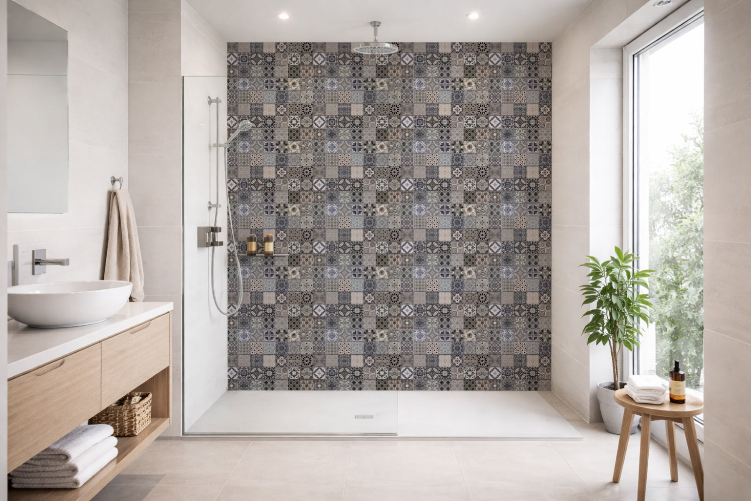 Toilettenrückwand Patchwork