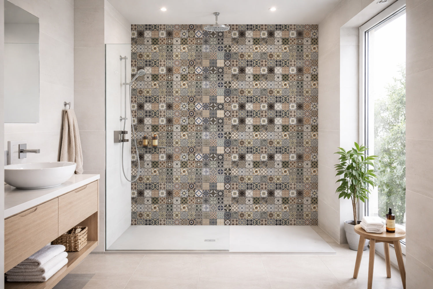 Toilettenrückwand Patchwork