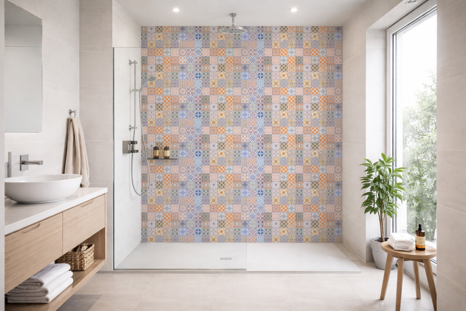 Toilettenrückwand Patchwork