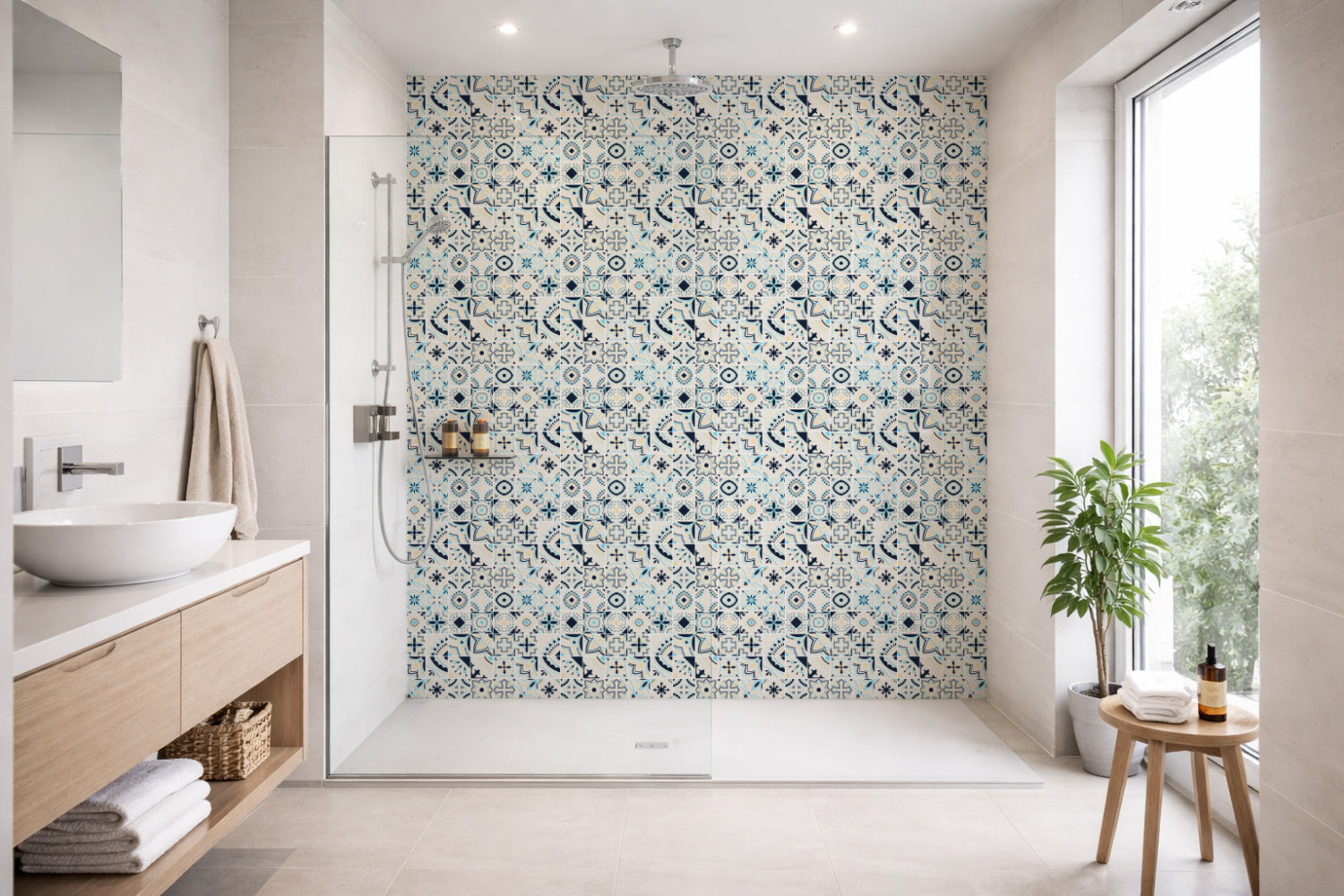 Toilettenrückwand Patchwork
