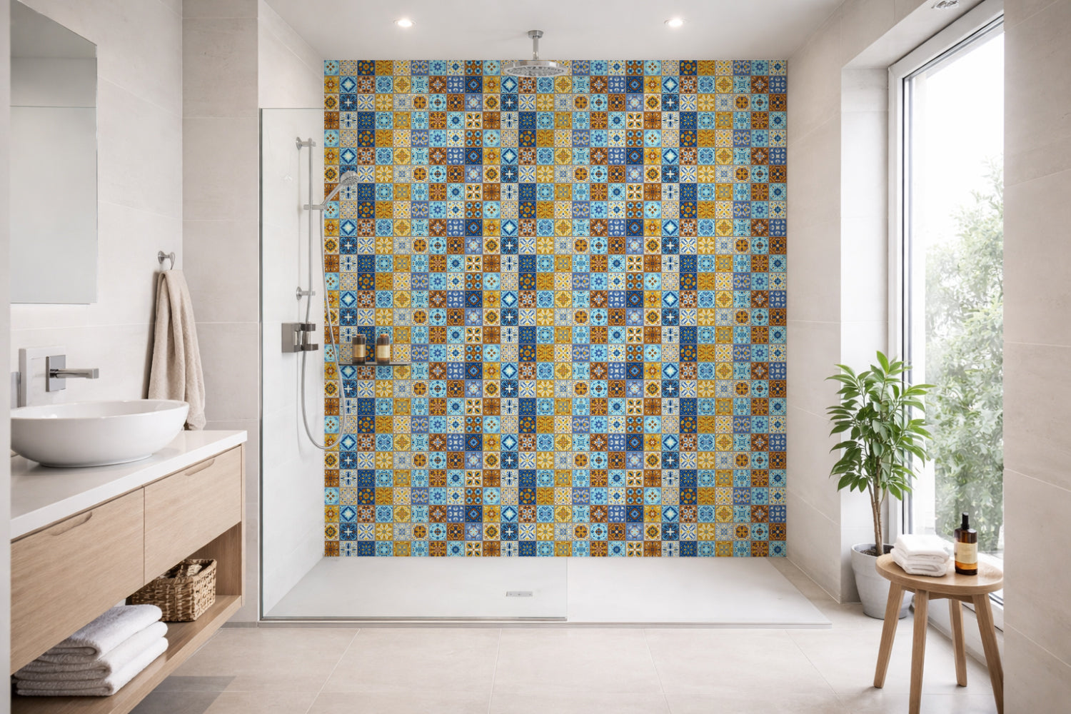 Toilettenrückwand Patchwork