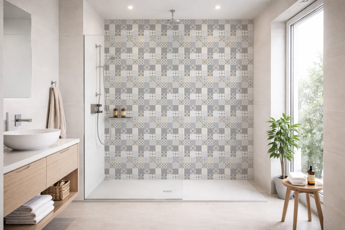 Toilettenrückwand Patchwork