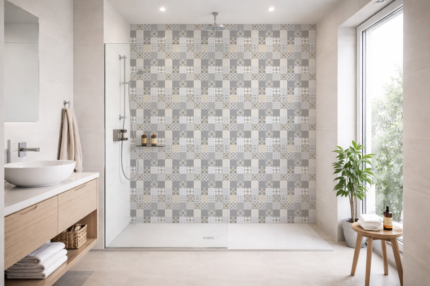 Toilettenrückwand Patchwork