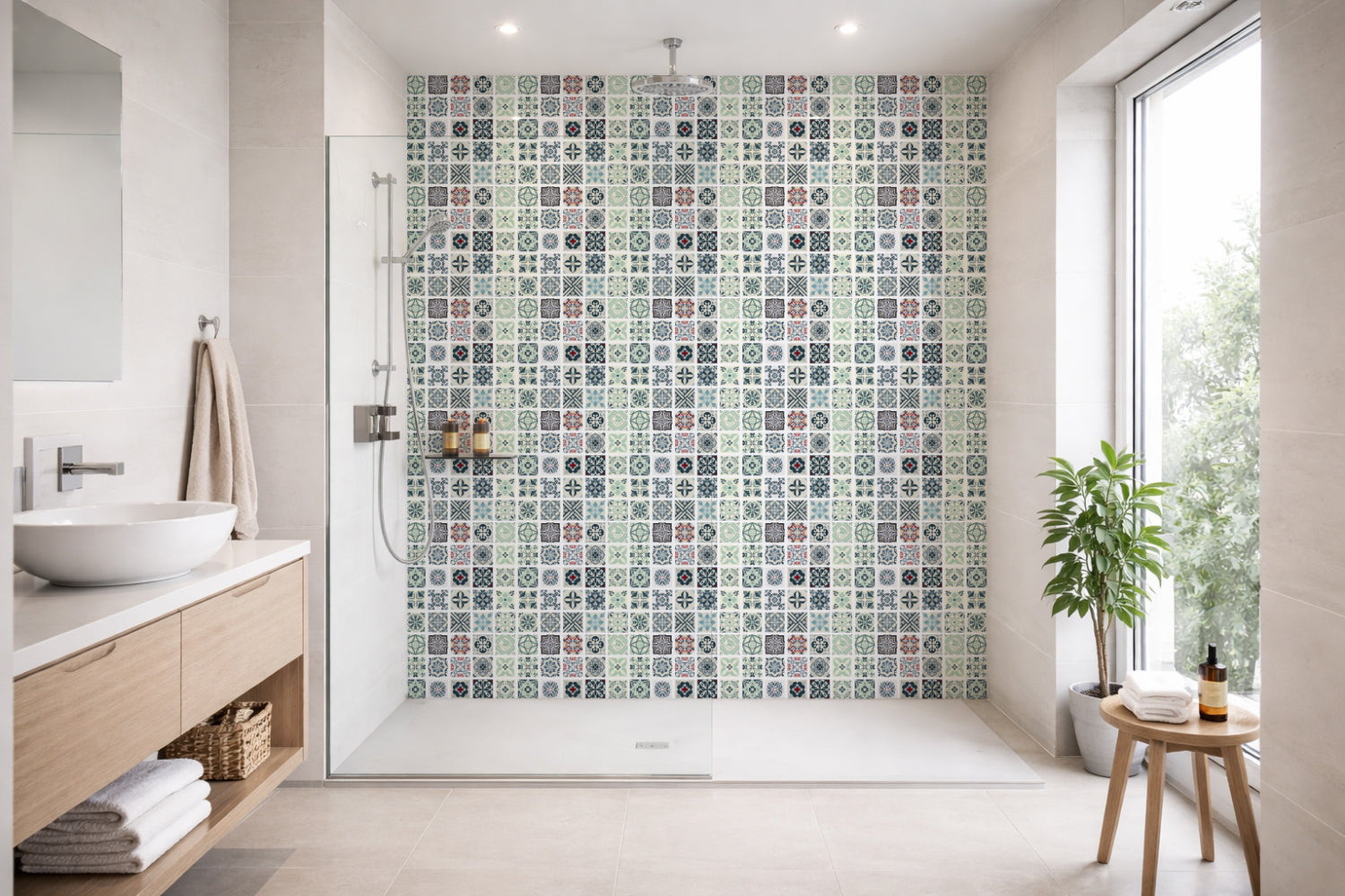 Toilettenrückwand Patchwork