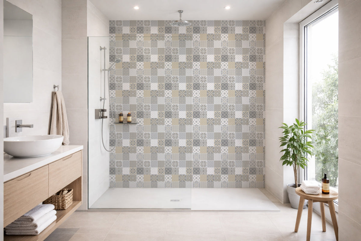 Toilettenrückwand Patchwork