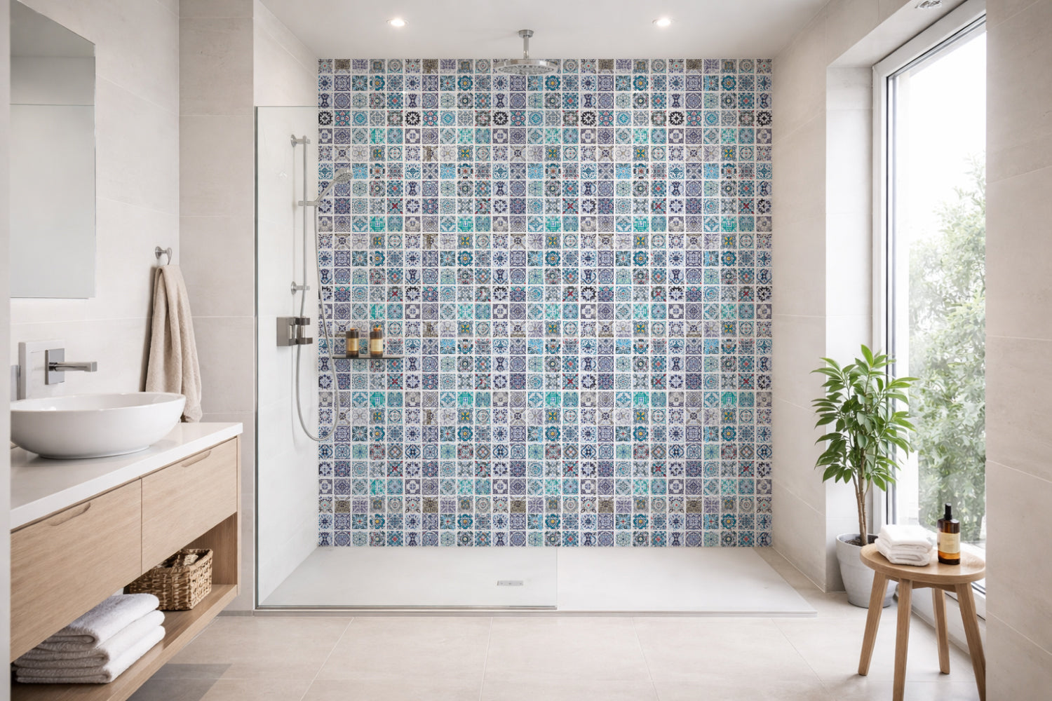 Toilettenrückwand Patchwork