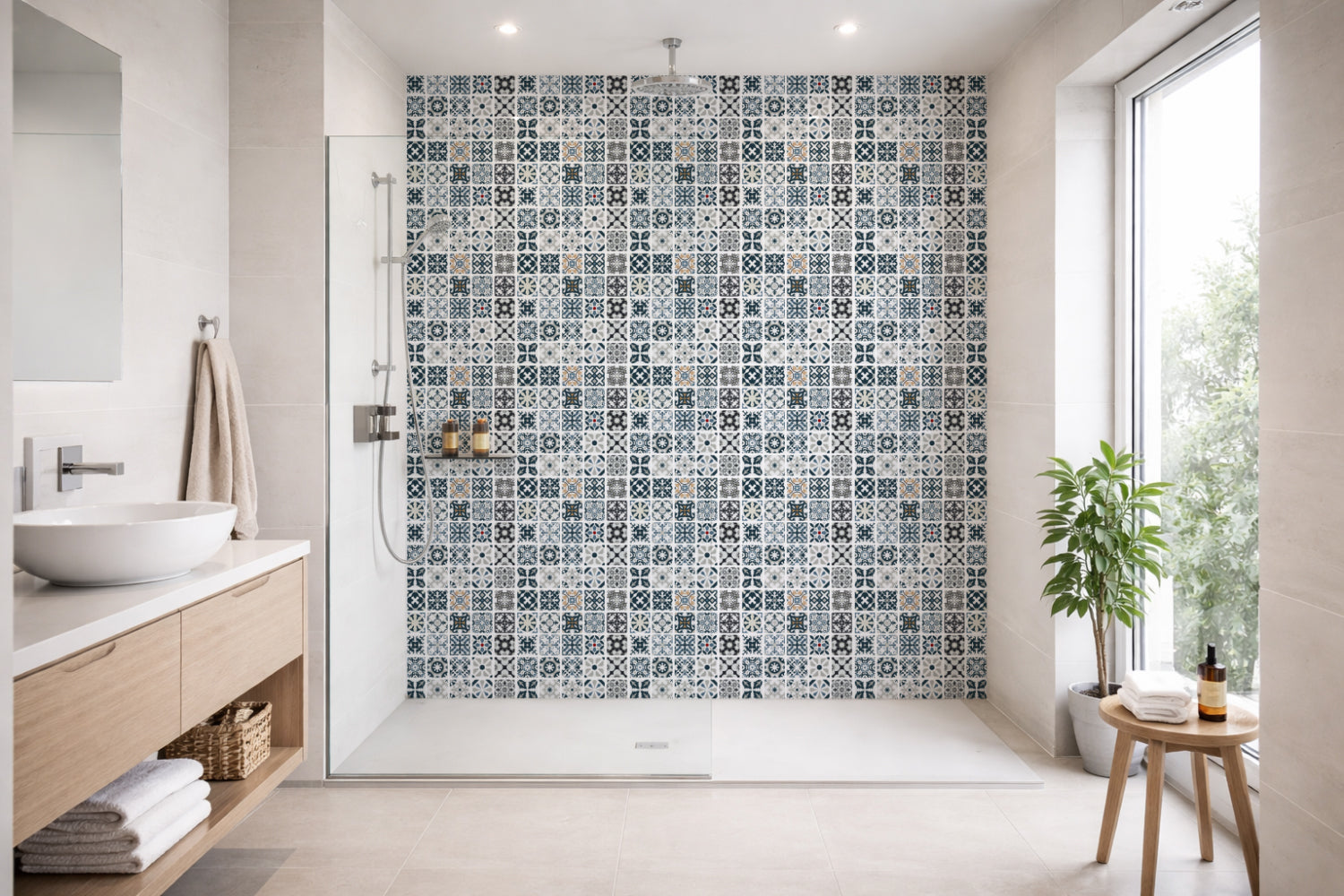 Toilettenrückwand Patchwork